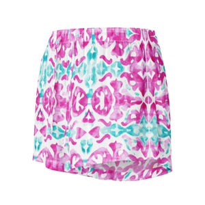 Lilly inspired tropical floral Women’s pajama shorts, Pink BoHo Batik silky soft sleep shorts. Ships from USA!