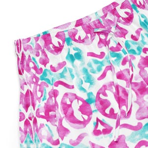 Lilly inspired tropical floral Women’s pajama shorts, Pink BoHo Batik silky soft sleep shorts. Ships from USA!
