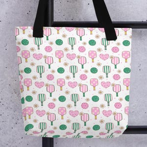 Pink Pickleball Paddle Bag, Pickleball Tote, Pink bows pickleball bag,Tote bag
