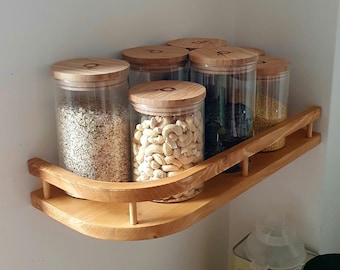 Estantería de nicho de madera |  Estante de pared con barandilla | Estante de especias para la cocina