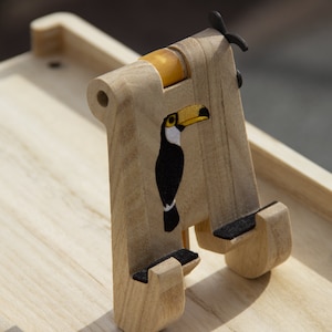 Mobile phone stand made of wood | Cell Phone Holder | Smartphone holder, adjustable
