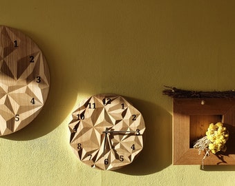 Handgefertigte Wanduhr aus Holz | Polygonale Wanduhr | Holzuhr Handmade
