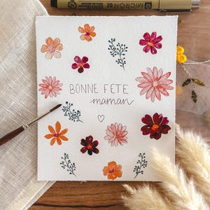 Carte fête des mères - Impression jet d’encre 12x15cm - Fait main - Carte florale
