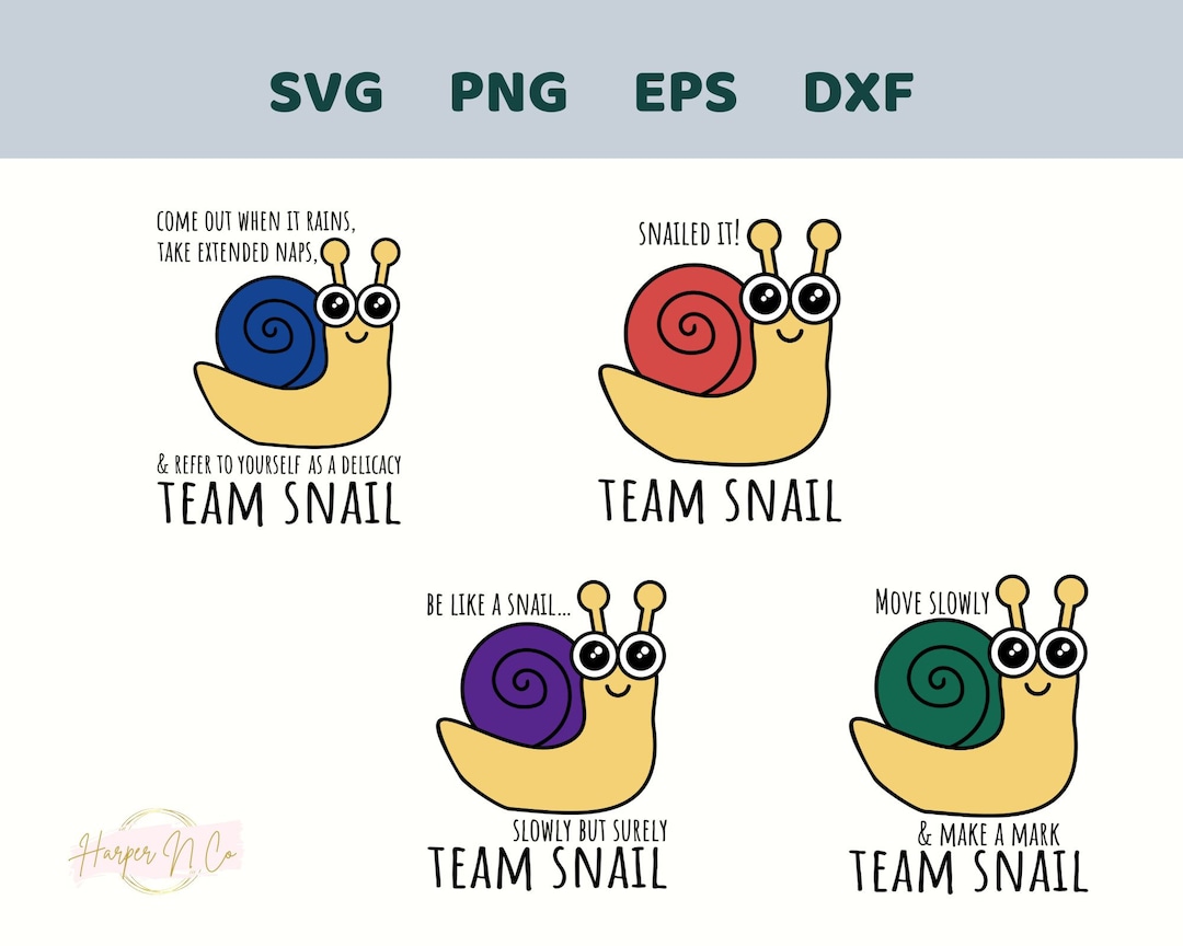 Team Snail Sayings Bundle, Snail SVG, Layered Cut Files for Cricut, Silhouette, Sublimation PNG