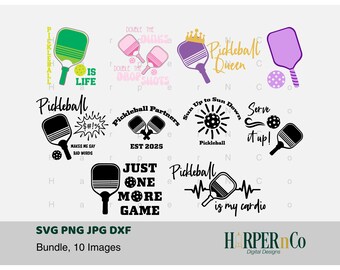 Pickleball SVG Bundle Pickleball Is Life Pickleball Queen Double the Dinks Double the Drop Shots Pickleball Design Png PDF Dxf Cut Files