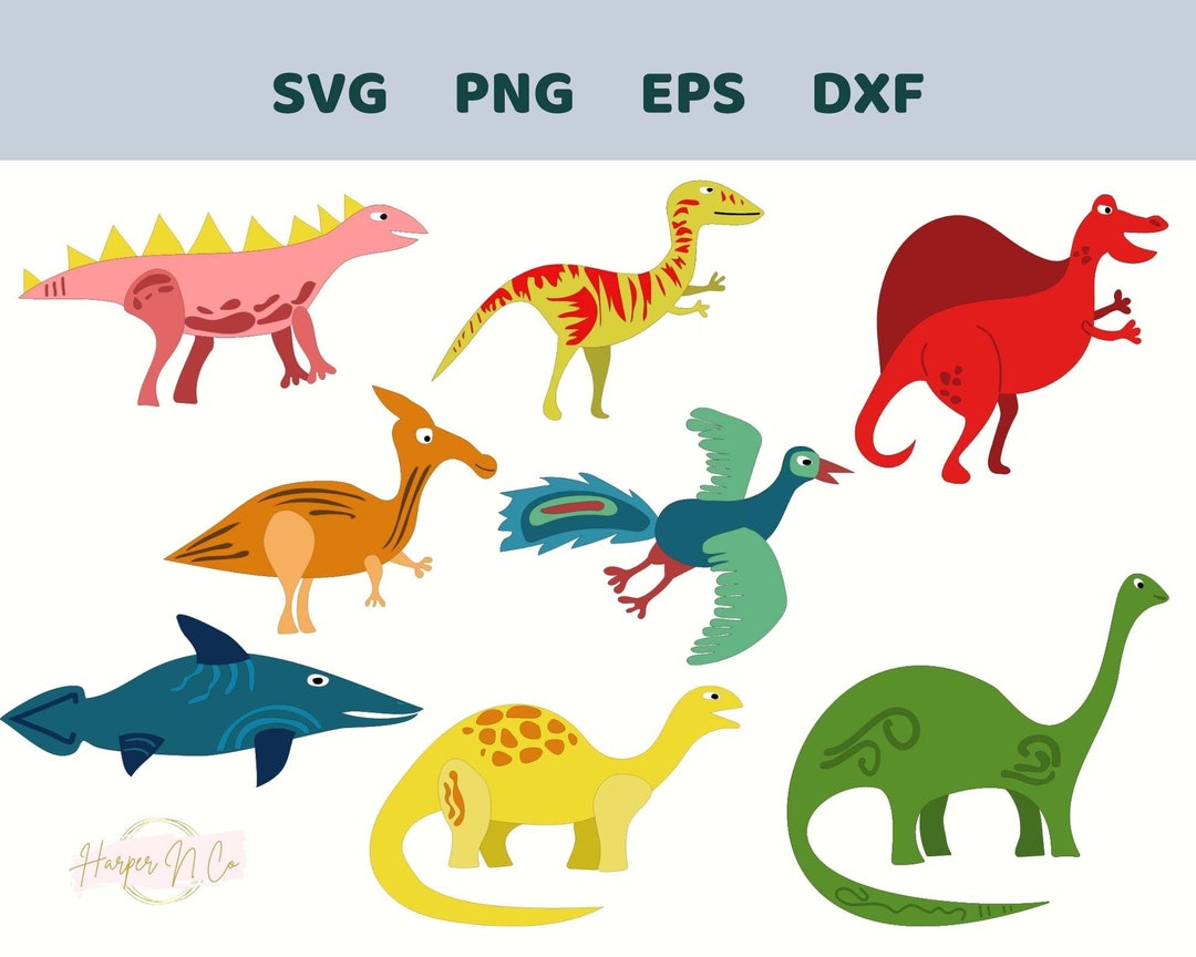Cute Dinosaur SVG Bundle 8 Layered Dino Cut Files for Cricut Silhouette ...