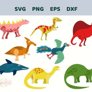 Cute Dinosaur SVG Bundle, 8 Layered Dino Cut Files for Cricut, Silhouette, Sublimation, T-Shirt Design,  Kids Dino Clipart Instant Download