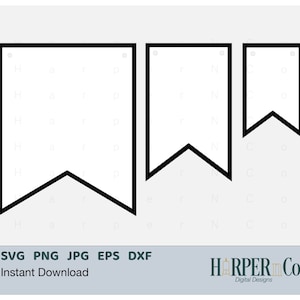 Banner SVG, Bunting svg, flag svg, Birthday garland svg, bunting clip art, template, kids party, party decor, layered svg, two point flag