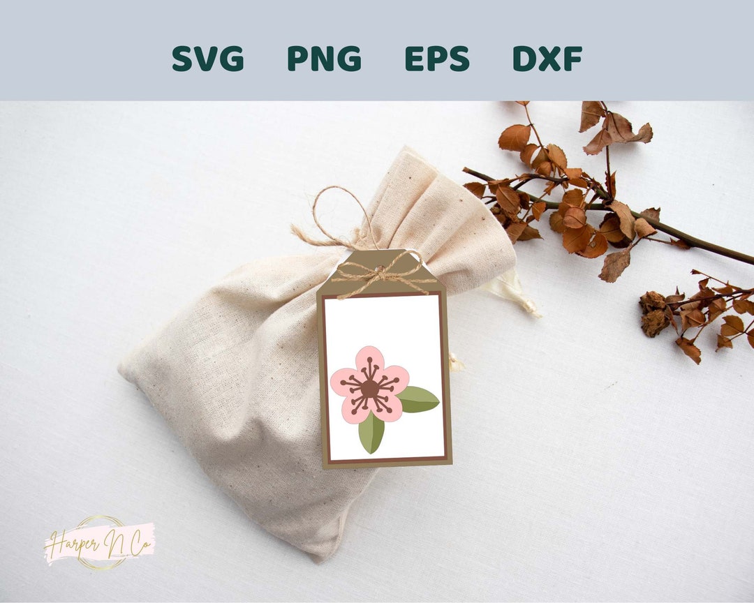 Flower Gift Tag SVG, Pink Flower Layered Gift Tag Paper Craft Cricut