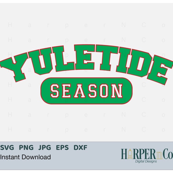 Yuletide Season SVG, Varsity Style Design SVG, png, eps, Cricut, Silhouette, Cut File, Retro, Sublimation, Tshirt design, Christmas Yule log