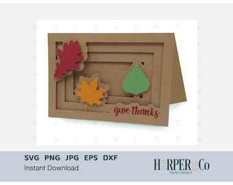 3D Thanksgiving Card SVG Fall Layered Card Template Autumn Papercut SVG DIY Thankful Card Harvest Card Svg Cut File