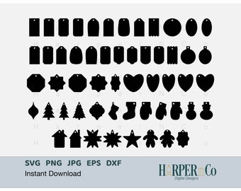 Tag SVG, SVG Bundle, 55 gift tag, tags templates, Cricut, Silhouette, Cut Files, PNG, clip art, Christmas, Birthday, Gift Giving, printable