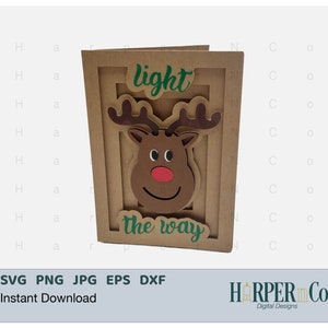 Rentier SVG, Weihnachten svg, 3D Grußkarte, Schatten Box Karte, Cricut, Silhouette, Layered Card, Weihnachtskarte, Kartenvorlage, Pop Up Karte