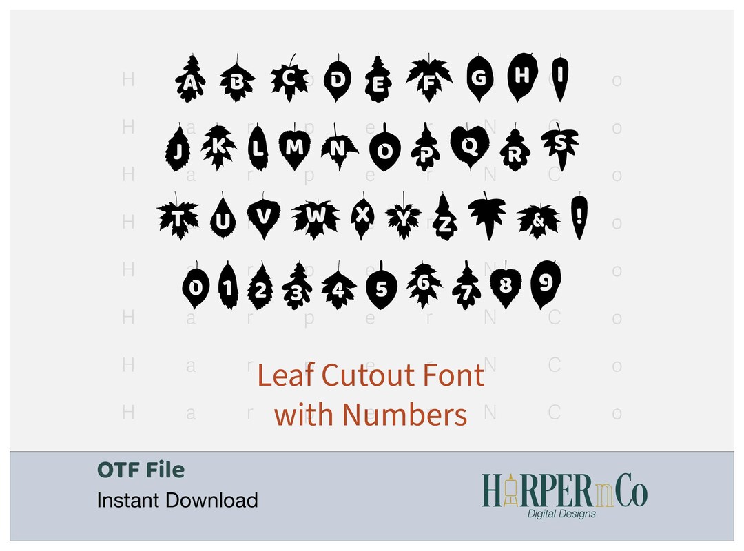 Leaf Font, Playful Fall Autumn Font, Mini Craft Font Set, OTF File for ...