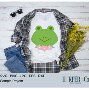 Frog SVG, Cute Animal Head, flower headband, hair bow, cricut, silhouette, sublimation PNG, Clip art, layered paper craft, vinyl cut file image 4