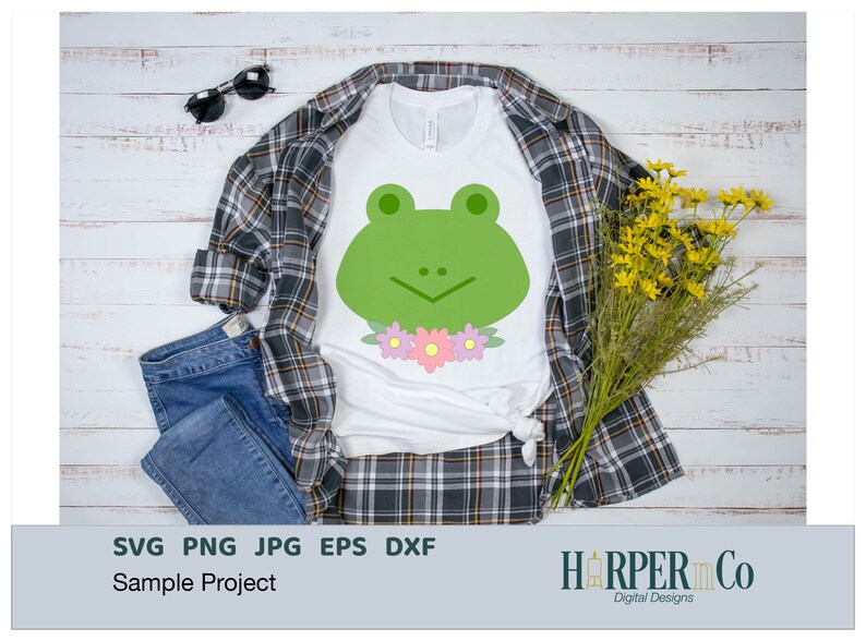 Frog SVG, Cute Animal Head, flower headband, hair bow, cricut, silhouette, sublimation PNG, Clip art, layered paper craft, vinyl cut file image 4