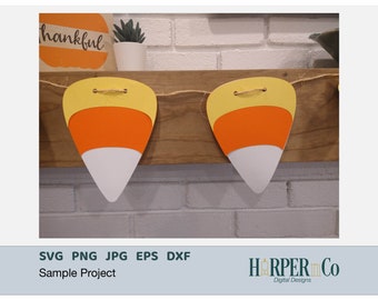 Banderines de maíz dulce SVG, pancarta de otoño, plantilla, banderín, decoración, Cricut, silueta, manualidades de papel en capas, otoño, Acción de Gracias, Halloween