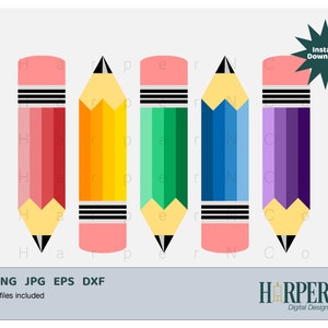 Rainbow Colored Pencils SVG, Sublimation PNG Clipart, Teacher Gift for Back to School Cut File, Layered Paper Craft for Cutting Machines