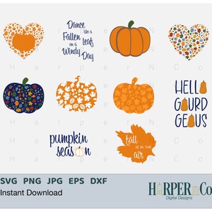 Fall SVG Bundle, Fall Svg, Autumn Svg, Thanksgiving Svg, Fall Svg Designs, Pumpkin SVG, Autumn Bundle Svg, Cricut Silhouette Sublimation PNG