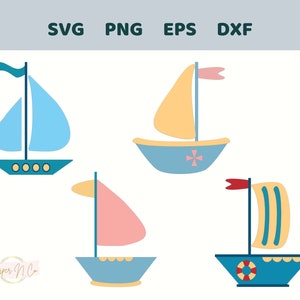 Segelboot SVG Bundle, Nautik, Boot, 4 überlagerte SVG-Bilder für Cricut, Silhouette, Sublimation, Glowforge, PNG, dxf, eps, Clipart, JPG