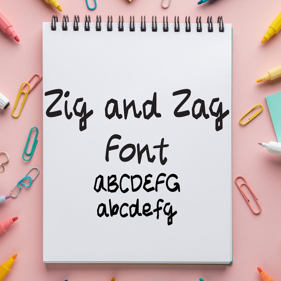 Script Angled Font Zig and Zag Font, Handwritten Font, Playful Script, Quirky Font, Angled ...