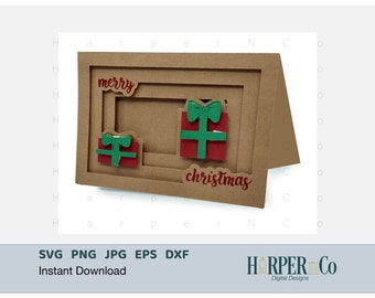 3D Christmas Card SVG Layered Holiday Card Template Papercut Christmas SVG DIY Xmas Card Svg Cut File Christmas Card