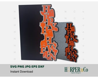 Happy Halloween Card SVG Happy Halloween Layered Card Template DIY Spooky Card Papercut Halloween Card Cut File