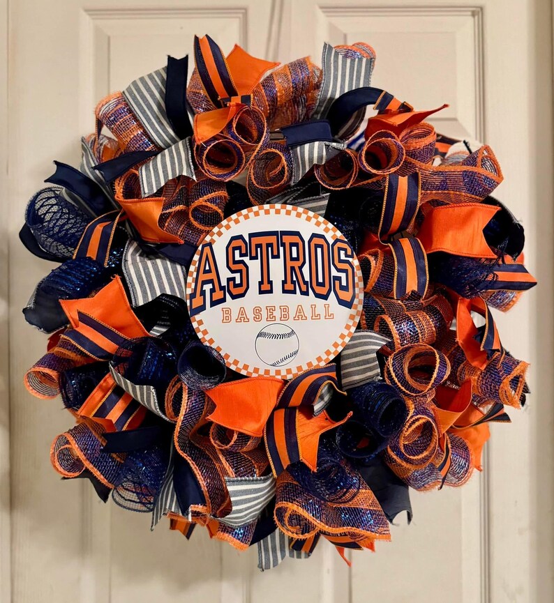 Houston Astros Mesh Wreath - Etsy
