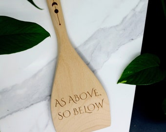 As above, so below Engraved Wooden Spatula