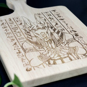 13&quot; Anubis Egyptian God engraved charcuterie cutting board