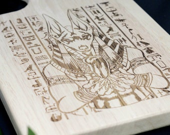 13 "Anubis Egyptian God grabado tabla de cortar charcutería