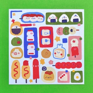 Schattig Japans eten kunstafdruk | Esthetische Aziatische snackkunst | Kawaii-muurkunst | Japans eten illustratie op kartonpapier | Cadeau voor fijnproevers
