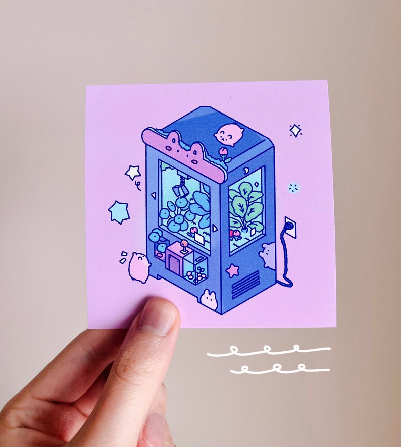 Lofi Claw Machine Mini Art Print Cute Art Kawaii Art Print Cute Stationary image 2