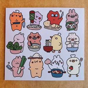 Cartoon Cooking Animals Art Print | Digital Illustration | Kawaii Art Print | Cute Foodie Gift | Card Stock Paper image 2