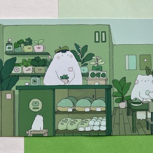 Matcha Cafe Art Print | Aesthetic Asian Dessert Art | Matcha Latte, Cake, Coffee |Cute Art Gift | Matcha Lover Wall Art | Kawaii Art Decor