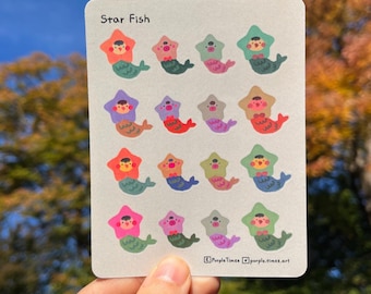 Star Fish Mermaid Vinyl Sticker Sheet – Planner, Scrapbook