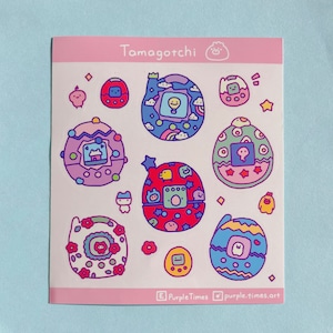 Tamagotchi Sticker Sheet | Kawaii Planner Stickers | Journaling and Scrapbook Sticker