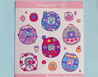 Tamagotchi Sticker Sheet | Kawaii Planner Stickers | Journaling and Scrapbook Sticker