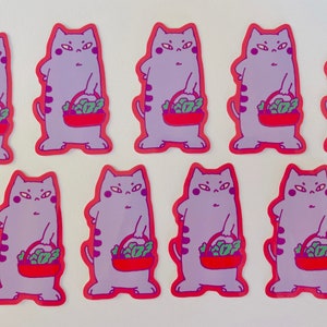 Grocery Shopping Cat Laptop Sticker | Cute Cat Sticker | Kawaii Sticker | Cat Valentine Gift | Cute Laptop Decal