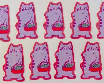 Grocery Shopping Cat Laptop Sticker | Cute Cat Sticker | Kawaii Sticker | Cat Valentine Gift | Cute Laptop Decal