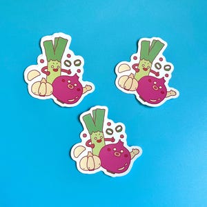 Onion and and Scallion Sticker | Cute Asian Food Sticker | Water Bottle Sticker | Cute Laptop Sticker | Water Proof Vinyl Sticker image 2