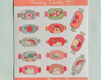 Juicy Candy Sticker Sheet | Cute journaling and scrapbook Sticker | Kawaii Sticker Sheet| Matte Sticker