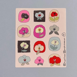 Adorable Orchid Flower Sticker Sheet | Kawaii Journaling Stickers | Cute Scrapbook Stickers | Flower Stickers