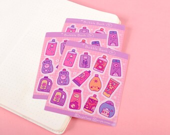 Kawaii Shampoo & Bubble Bath Vinyl Sticker Sheet