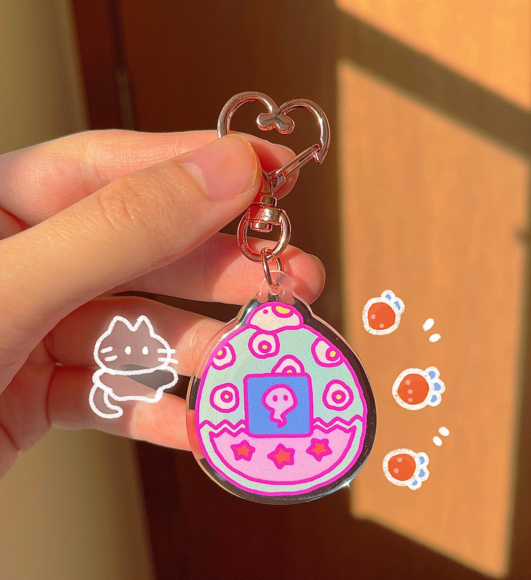 Tamagotchi Keychain Cute Tamagotchi Charm Kawaii Keychain Gift Cute Epoxy Keychain Acrylic Charm