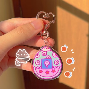Tamagotchi Keychain | Cute Tamagotchi Charm | Kawaii Keychain Gift | Cute Epoxy Keychain | Acrylic Charm Keychain | Back to School | Gift