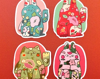 Lucky Cat Waterproof Sticker | Kawaii Laptop Decal | Water Bottle sticker