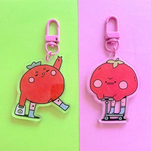Cute Tomato Keychain | Kawaii Acrylic Charm | Epoxy Keychain Gift | Adorable Bag Charm | Unique Gift for Her | Fun Tote Accessories