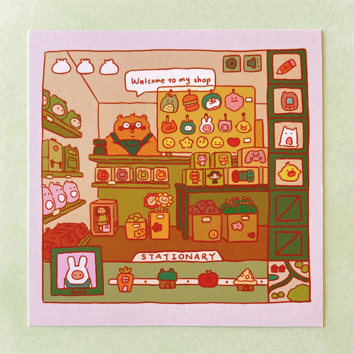 Game Style Art Print Aesthetic Kawaii Art on Card Stock Paper Etsy