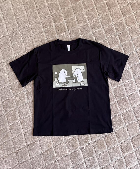 Black Matcha Cat T-Shirt: Retro Kawaii 100% Cotton Tee